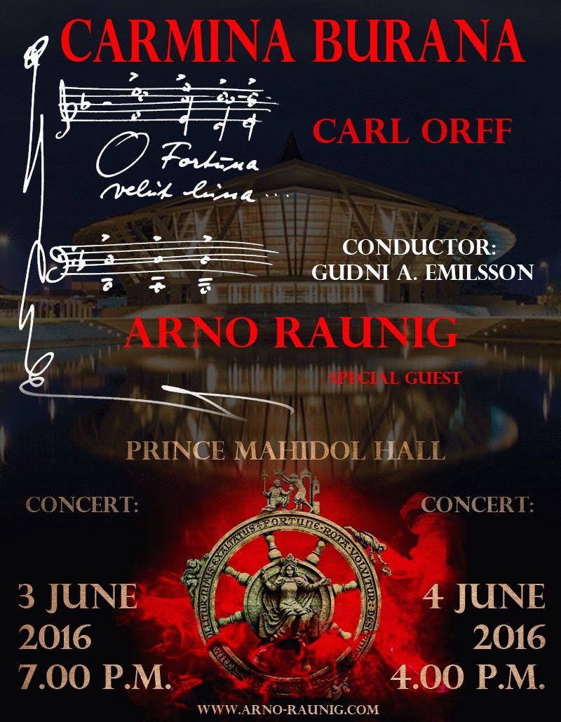 Concerts 3-4 June Carmina Burana with Arno Raunig