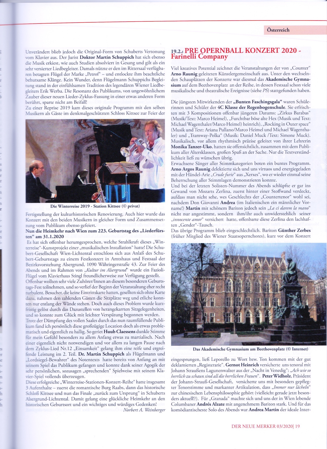 PRE OPERNBALL KONZERT 2020 – Farinelli Company Arno Raunig